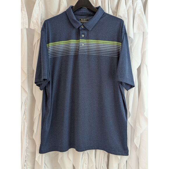 Ben Hogan Performance Polo Men's XL Blue with Green & White Stripes on Chest - Picture 2 of 11